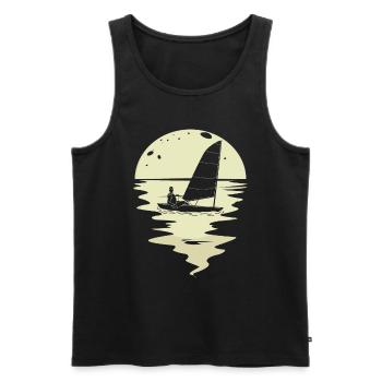 Sailing sailors ship yacht boat sailboat moon - Men's Premium Organic Tank Top - black - Front - Michal (187cm)
