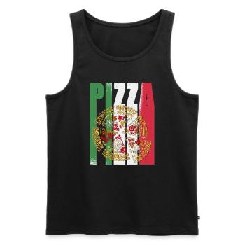 Pizza rétro italie drapeau fast food pizzeria - Débardeur bio Premium Homme - noir - Devant - AI Model Male 178 light (178cm)