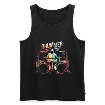 Batterie de batteur - Débardeur bio Premium Homme - noir - Devant - AI Model Male 178 light (178cm)