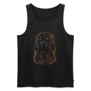 Curious Hippo Strokes - Men's Premium Organic Tank Top - black - Front - AI Model Male 178 light (178cm)