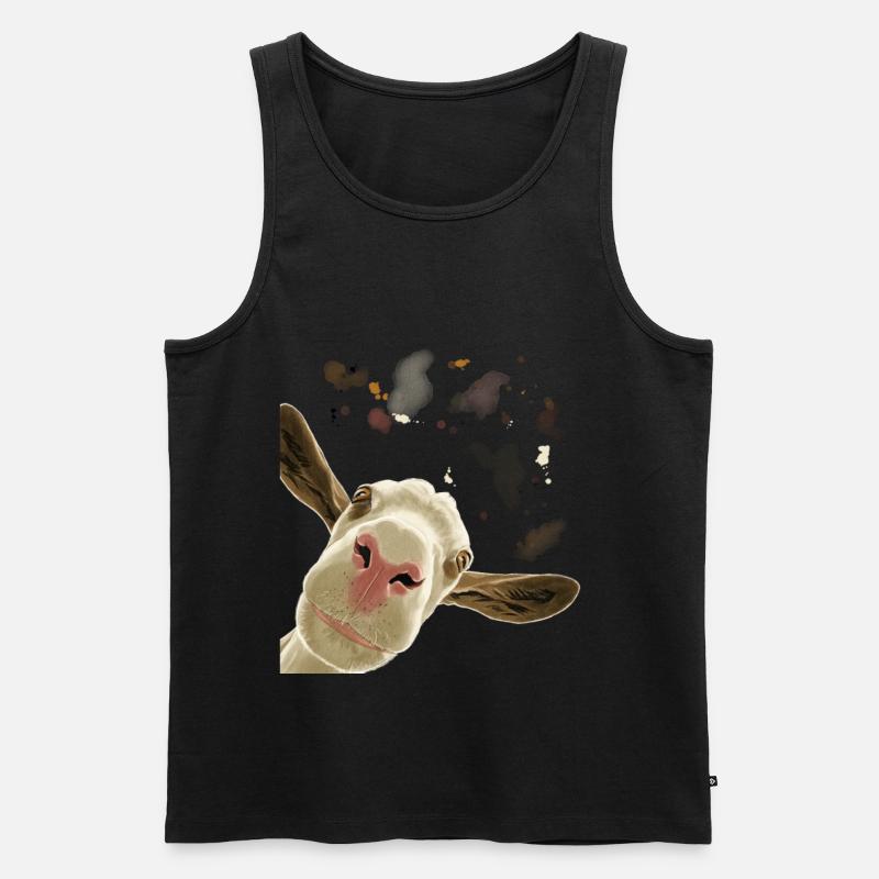 Neugierige Ziege - Männer Premium Bio Tank Top - Schwarz