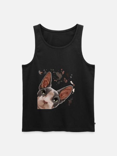 Curious Sphynx Cat - Men's Premium Organic Tank Top - black