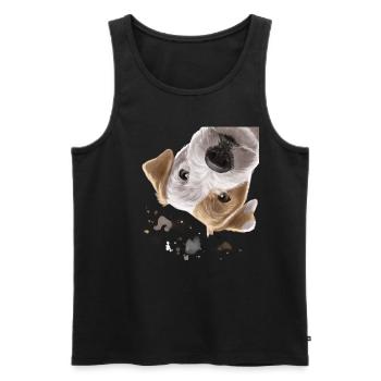 Curious Parson Russell Terrier Dog - Men's Premium Organic Tank Top - black - Front - Michal (187cm)