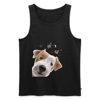 Curious Parson Russel Terrier Dog - Men's Premium Organic Tank Top - black - Front - Michal (187cm)