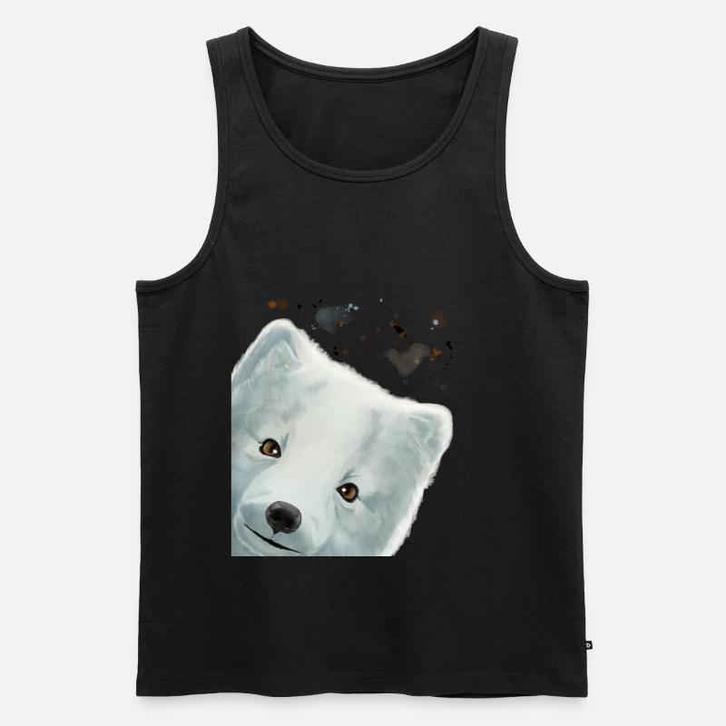 Neugieriger Polarfuchs - Männer Premium Bio Tank Top - Schwarz
