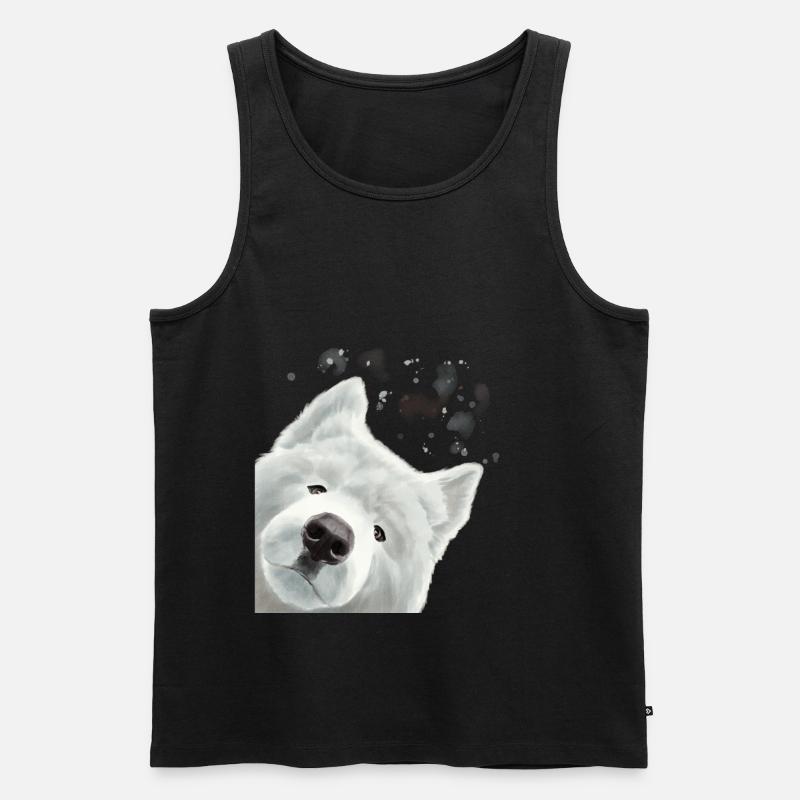 Neugieriges Samojede Hund - Männer Premium Bio Tank Top - Schwarz