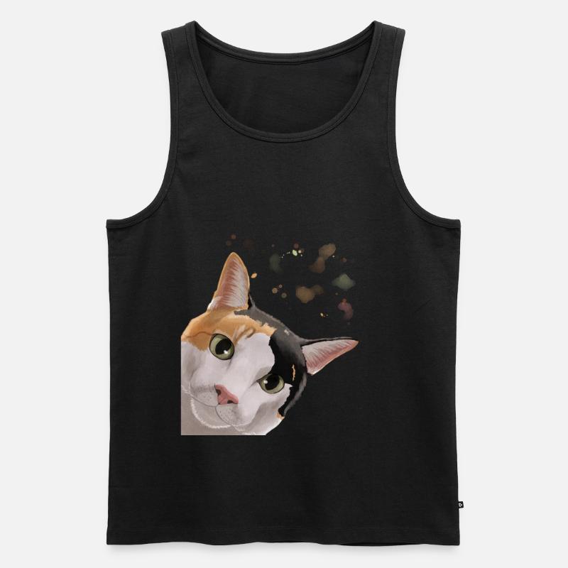 Neugierige Schildpatt Katze - Männer Premium Bio Tank Top - Schwarz