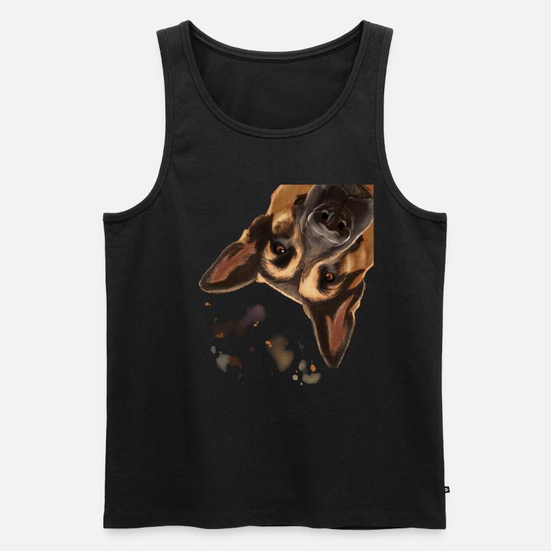 Neugieriger Deutscher Schäferhund - Männer Premium Bio Tank Top - Schwarz