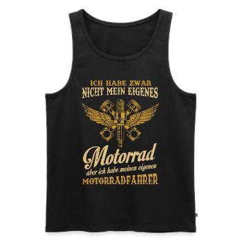 Motorradfahrerin Geschenk,Bikerin Eigenes Motorrad - Männer Premium Bio Tank Top - Schwarz - Vorne - Michal (187cm)