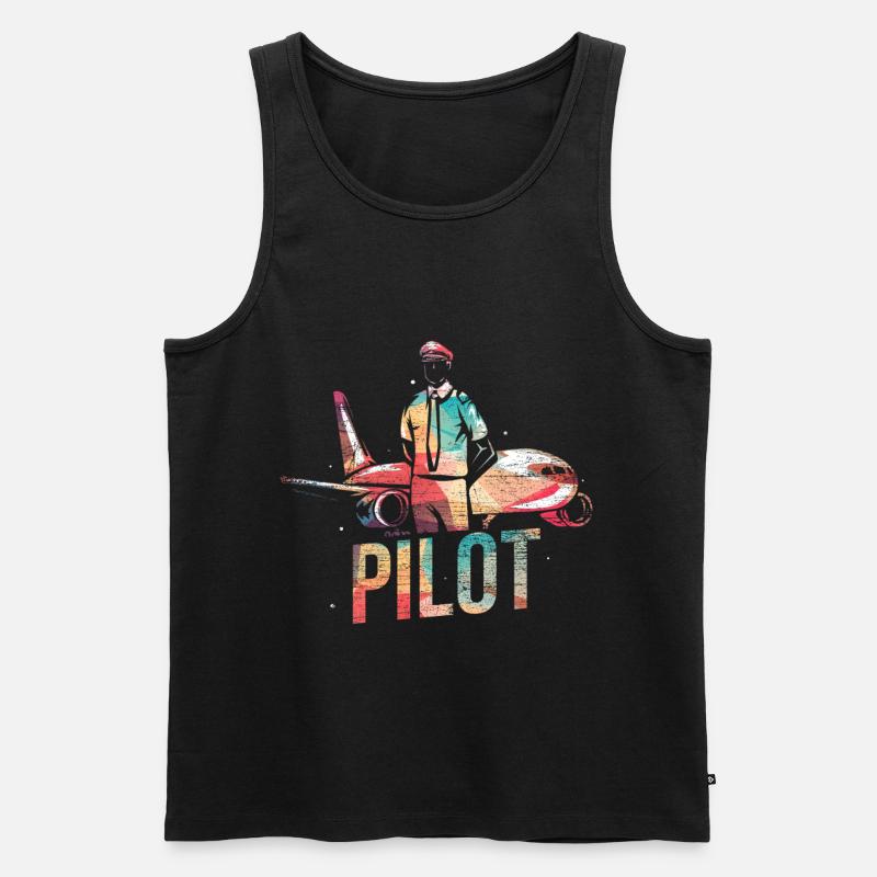Flugzeug Pilot - Männer Premium Bio Tank Top - Schwarz