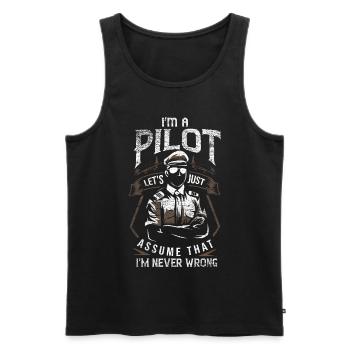 Pilote d'avion disant - Débardeur bio Premium Homme - noir - Devant - AI Model Male 178 light (178cm)