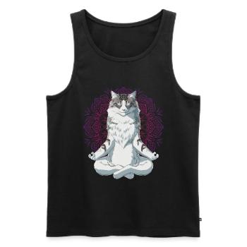Norwegische Waldkatze Meditation - Männer Premium Bio Tank Top - Schwarz - Vorne - AI Model Male 178 light (178cm)