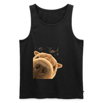 Neugieriger Shar Pei Hund - Männer Premium Bio Tank Top - Schwarz - Vorne - Michal (187cm)