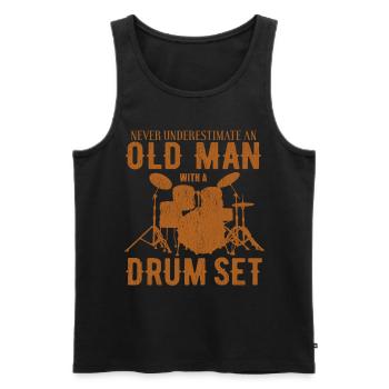 Drums Drummer Drummer Drum Gift - Débardeur bio Premium Homme - noir - Devant - AI Model Male 178 light (178cm)