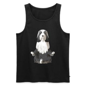 Bearded Collie chien méditation - Débardeur bio Premium Homme - noir - Devant - Michal (187cm)