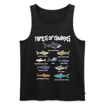 Types of sharks, Megaldon, Black Tip, Tiger Shark - Men's Premium Organic Tank Top - black - Front - AI Model Male 178 light (178cm)