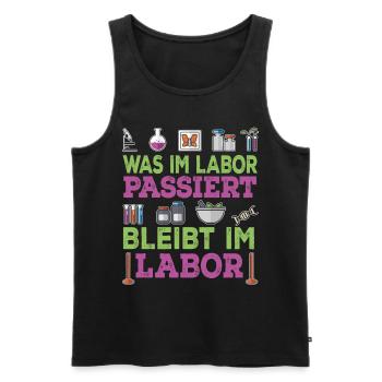 Biologie - Was Im Labor Passiert Bleibt Im Labor - Männer Premium Bio Tank Top - Schwarz - Vorne - Michal (187cm)