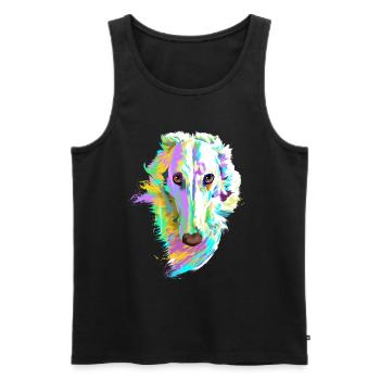 Farbiger Barsoi Hund - Männer Premium Bio Tank Top - Schwarz - Vorne - AI Model Male 178 light (178cm)