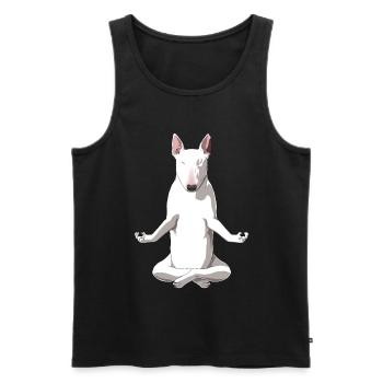 Meditierender Bullterrier Hund - Männer Premium Bio Tank Top - Schwarz - Vorne - Michal (187cm)