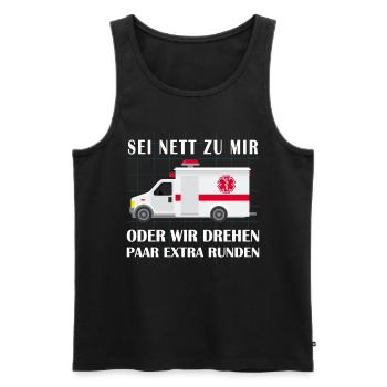 Sanitäter - Sei Nett Zu Mir - Männer Premium Bio Tank Top - Schwarz - Vorne - AI Model Male 178 light (178cm)