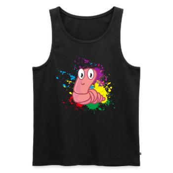 Farbiger Wurm - Männer Premium Bio Tank Top - Schwarz - Vorne - AI Model Male 178 light (178cm)