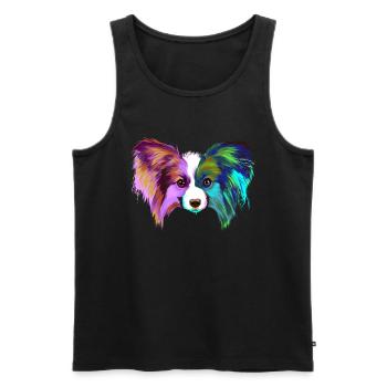Splash Kontinentaler Zwergspaniel Hund - Männer Premium Bio Tank Top - Schwarz - Vorne - Michal (187cm)