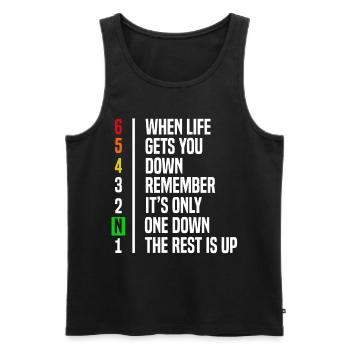 Motorcyclist Gift Gear Shift Motivation - Men's Premium Organic Tank Top - black - Front - Michal (187cm)