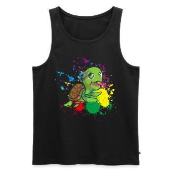 Colored Turtle - Men's Premium Organic Tank Top - black - Front - AI Model Male 178 light (178cm)