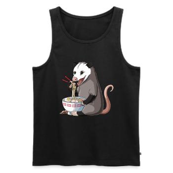 Opossum Eats Ramen Noodles - Men's Premium Organic Tank Top - black - Front - AI Model Male 178 light (178cm)