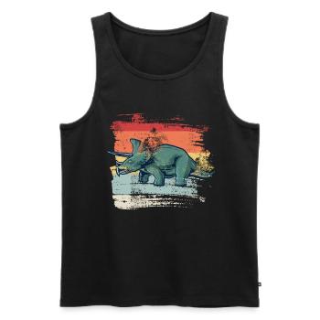 Tricératops rétro - Débardeur bio Premium Homme - noir - Devant - AI Model Male 178 light (178cm)