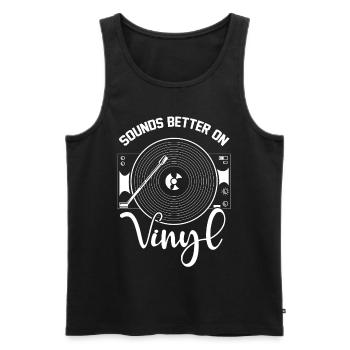 Sounds Better On Vinyl DJ Geschenk Schallplatte - Männer Premium Bio Tank Top - Schwarz - Vorne - AI Model Male 178 light (178cm)
