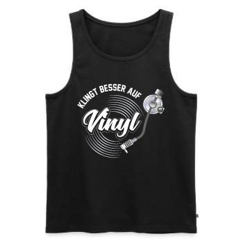 Klingt Besser auf Vinyl Audiophil DJ Geschenk - Männer Premium Bio Tank Top - Schwarz - Vorne - Michal (187cm)
