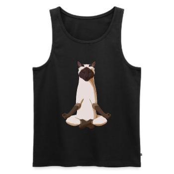 Meditating Siamese Cat - Men's Premium Organic Tank Top - black - Front - AI Model Male 178 light (178cm)