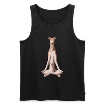 Chien méditant Greyhound - Débardeur bio Premium Homme - noir - Devant - Michal (187cm)