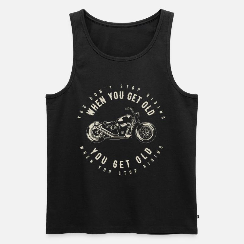 Motorradfahrer Geschenk, Biker & Bikerin - Männer Premium Bio Tank Top - Schwarz