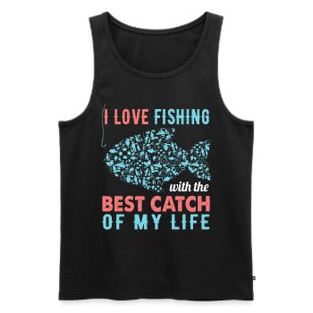 Pêche pêcheur pêche pêcheur poisson canne à pêche cadeau - Débardeur bio Premium Homme - noir - Devant - Michal (187cm)