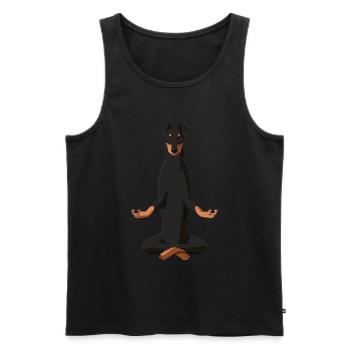 Meditating Manchester Terrier Dog - Men's Premium Organic Tank Top - black - Front - AI Model Male 178 light (178cm)
