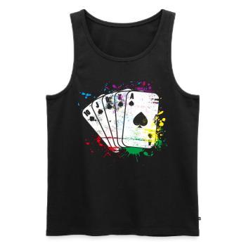 Kartenspiel farbig - Männer Premium Bio Tank Top - Schwarz - Vorne - AI Model Male 178 light (178cm)