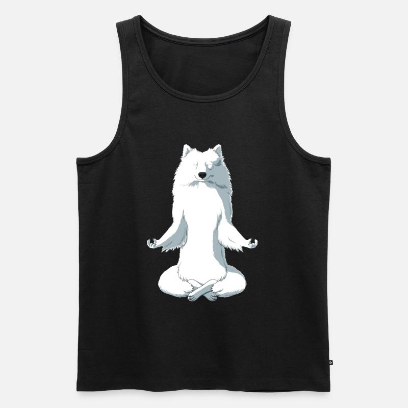 Meditierender JapanSpitz Hund - Männer Premium Bio Tank Top - Schwarz