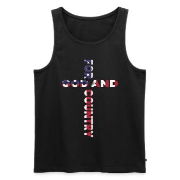 For God and Country, Patriotic US Flag - Men's Premium Organic Tank Top - black - Front - Michal (187cm)