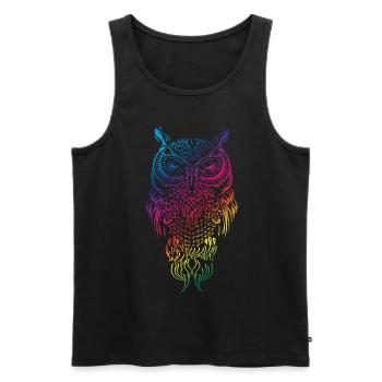 Owl and eagle owl staring at you - Men's Premium Organic Tank Top - black - Front - AI Model Male 178 light (178cm)