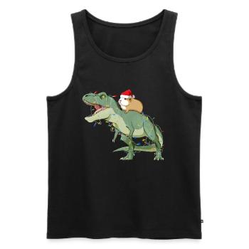 Père Noël T Rex et cobayes - Débardeur bio Premium Homme - noir - Devant - Michal (187cm)