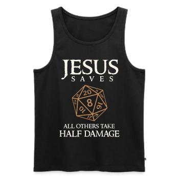 Role Play Jesus Saves, Rollenspiel Würfel - Männer Premium Bio Tank Top - Schwarz - Vorne - Michal (187cm)