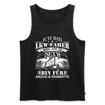 Trucker LKW Fahrer Fernfahrer Brummi Geschenk - Männer Premium Bio Tank Top - Schwarz - Vorne - Michal (187cm)