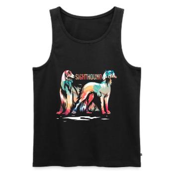 Windhund - Männer Premium Bio Tank Top - Schwarz - Vorne - Michal (187cm)