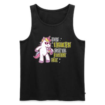 Mein Einhorn sagt die Realität lügt,Einhorn Spruch - Männer Premium Bio Tank Top - Schwarz - Vorne - Michal (187cm)