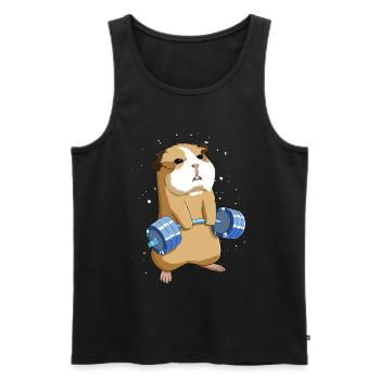 Kreuzheben Workout Meerschweinchen - Männer Premium Bio Tank Top - Schwarz - Vorne - Michal (187cm)