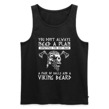 Viking saying, Viking helmet, Valhalla - Men's Premium Organic Tank Top - black - Front - Michal (187cm)