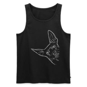 Chien canin nain curieux - Débardeur bio Premium Homme - noir - Devant - Michal (187cm)