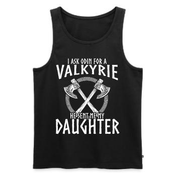 Wikinger Sprüche, Vikings, Odin und Valkyre - Männer Premium Bio Tank Top - Schwarz - Vorne - Michal (187cm)